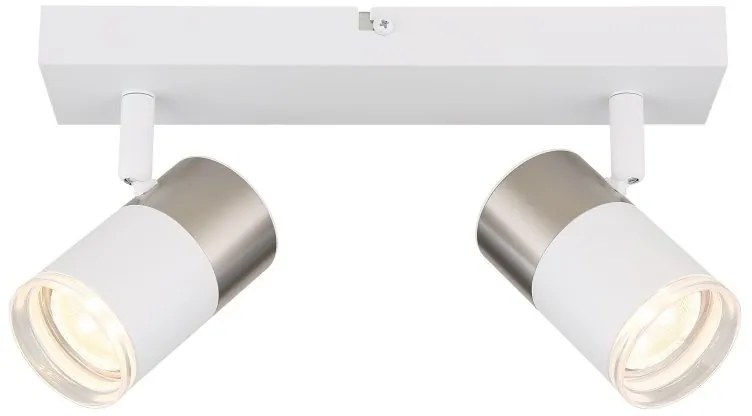 Plafoniera cu 2 Spoturi directionabile BRISBON nickel/alb