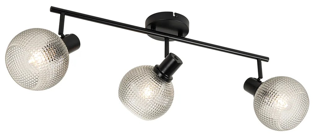 Spot de design negru cu sticlă fumurie cu 3 lumini - Chico