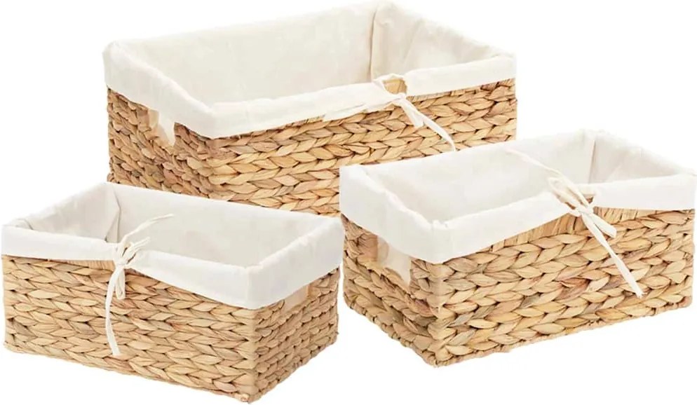 vidaXL Coșuri de depozitare 3 pcs natural 40 x 30 x 18 cm
