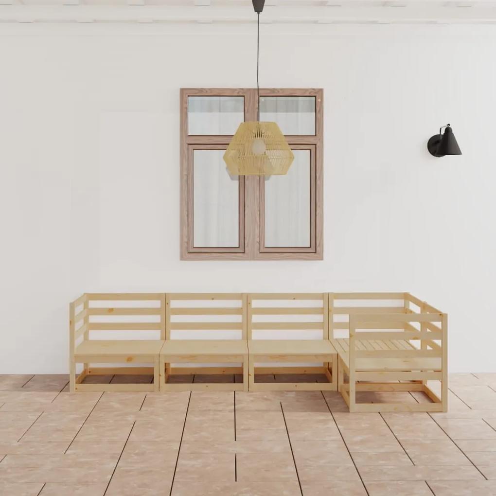Set mobilier gradina, 5 piese, lemn masiv de pin Maro, 1, nu