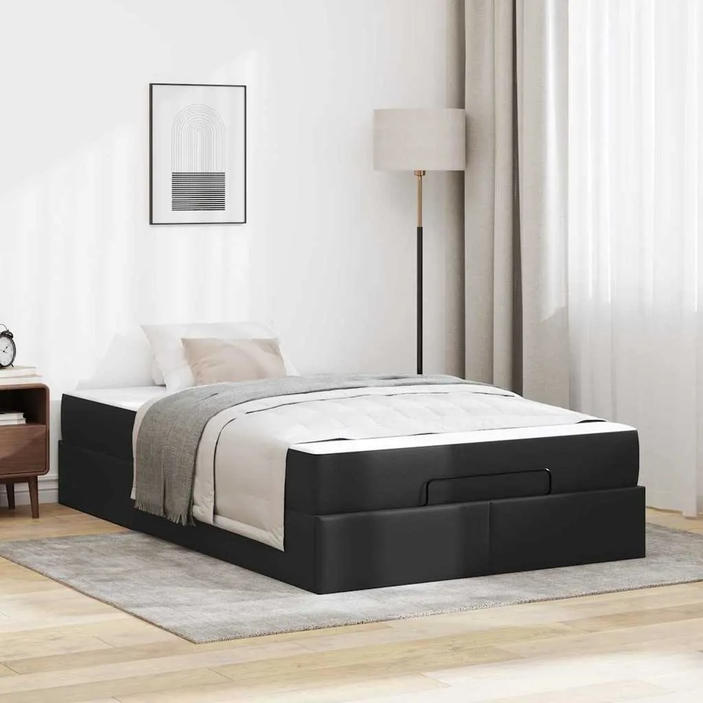 vidaXL Cadru de pat cu saltea Negru 120 x 200 cm Piele artificială