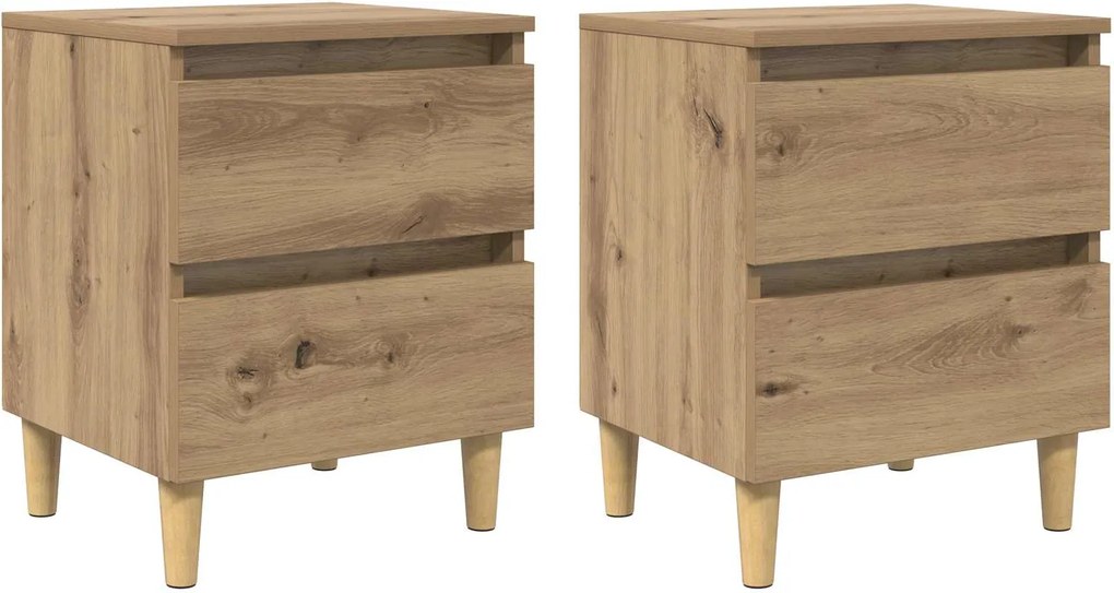 vidaXL Dulapuri de pat 2 pcs Stejar Artizanal 40 x 35 x 50 cm