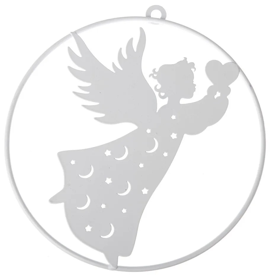 Decorațiuni metalice de Crăciun pentru pereteÎngerul Ramiel alb, 20 x 21,5 cm