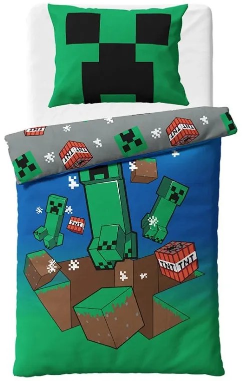 Minecraft Creeper Explode set de lenjerie de pat 140×200cm, 80×80 cm