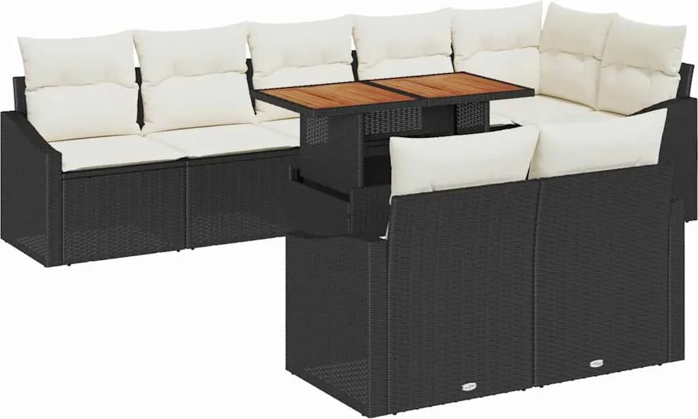 vidaXL Set de canapele pentru grădină 9 pcs Negru Rattan poli