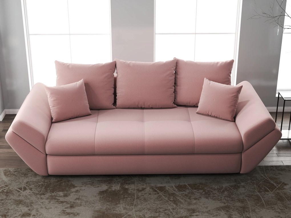 Canapea extensibilă dumonde cu ladă de depozitare si sezut confortabil din spuma high-density, Loana Royal Pink 250x100 cm
