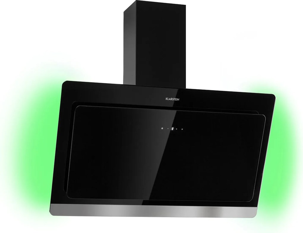 Klarstein Aurora Eco 90, hotă, 90 cm, de perete, 550 m³/h, A+, control tactil, neagra