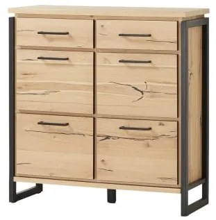 Pantofar Cu 4 Usi Si 2 Sertare Reno, Furnir Din Lemn Masiv, Smoked Oak,108 Cm