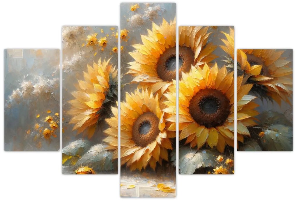 Tablou - Pictură cu floarea-soarelui (150x105 cm)