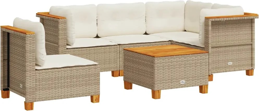 vidaXL Set canapele de grădină cu perne, 6 piese, bej, poliratan