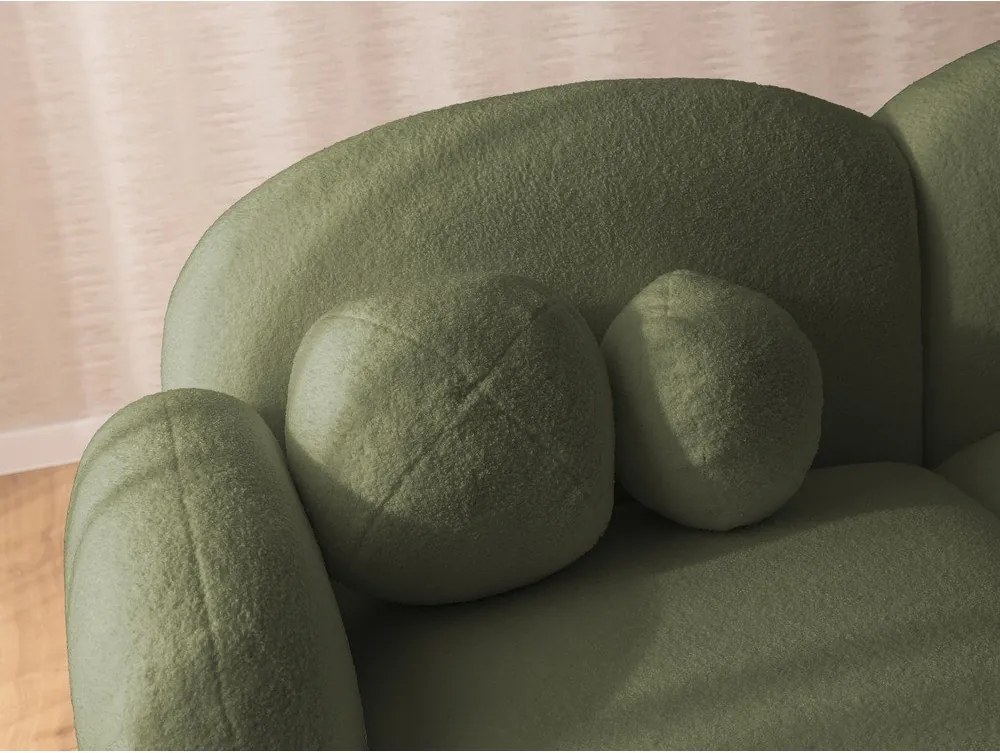 Colțar verde cu tapițerie din țesătură bouclé (cu colț pe partea stângă/cu șezlong) Orbit – Ropez