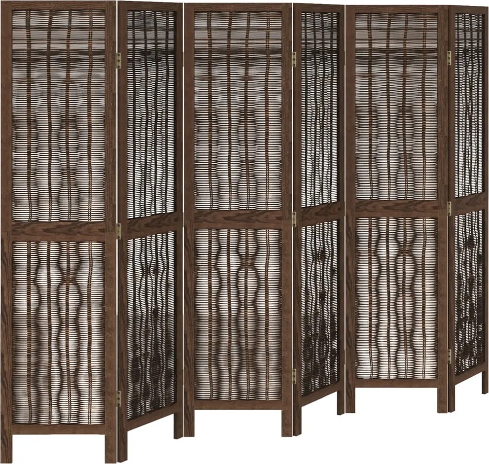 vidaXL Paravan cameră 6 panouri, maro închis, lemn masiv paulownia