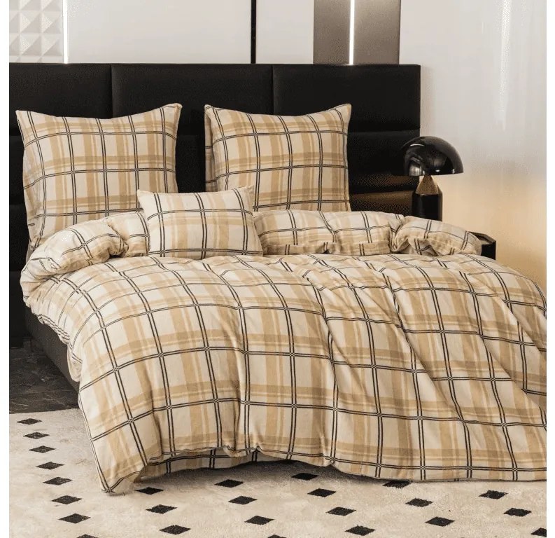 Lenjerie de pat microplush PLAID crem Dimensiunile lenjeriei: 2 buc 70 x 90 cm | 200 x 220 cm