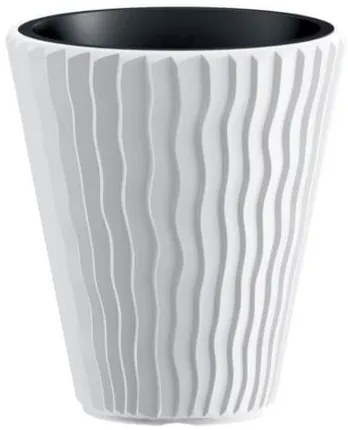 Ghiveci decorativ de flori, rotund, alb, 29.7x33 cm, Sandy