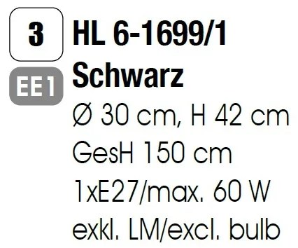 Lustra suspendata GEORGINA HL 6-1699/1 schwarz OR