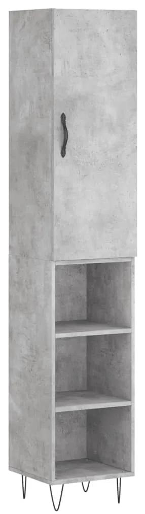 3199013 vidaXL Dulap înalt, gri beton, 34,5x34x180 cm, lemn prelucrat