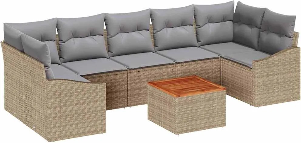 vidaXL Set de canapele pentru grădină 8 pcs Beige și gri deschis