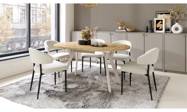 Masă de dining ARTUR, stejar artisan/bej