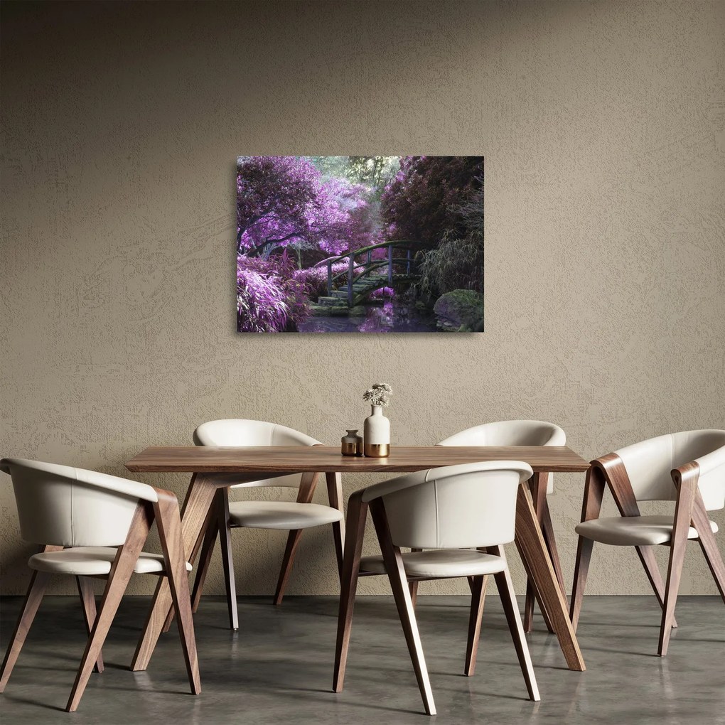 Tablou pe sticlă -cu grădina violetă (70x50 cm)