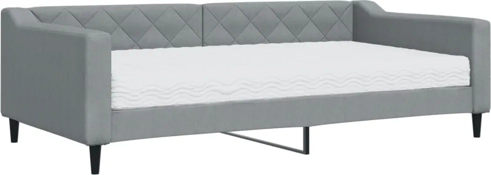 vidaXL Pat de zi cu saltea, gri deschis, 100x200 cm, textil