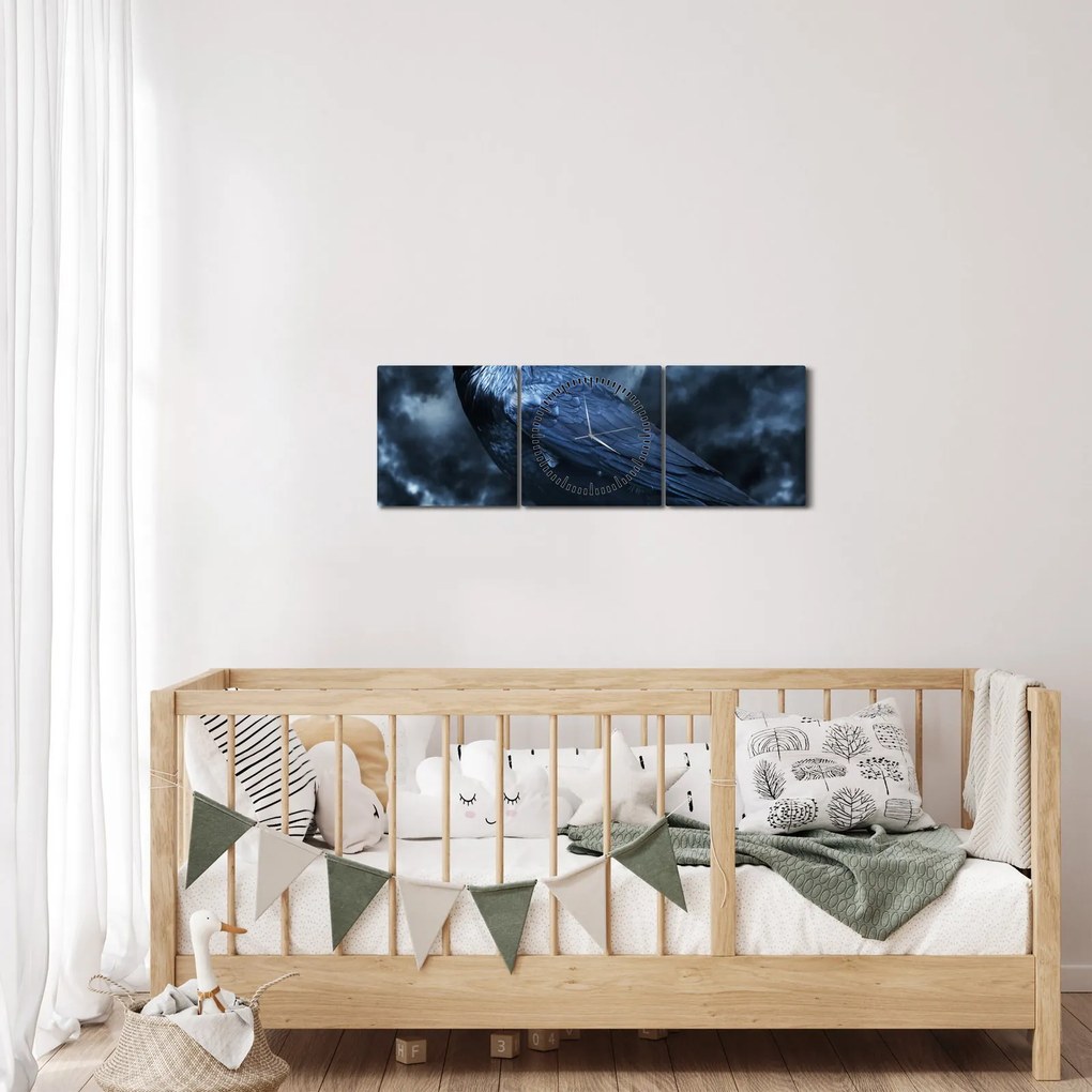 Tablou - Corbul (cu ceas) (90x30 cm)