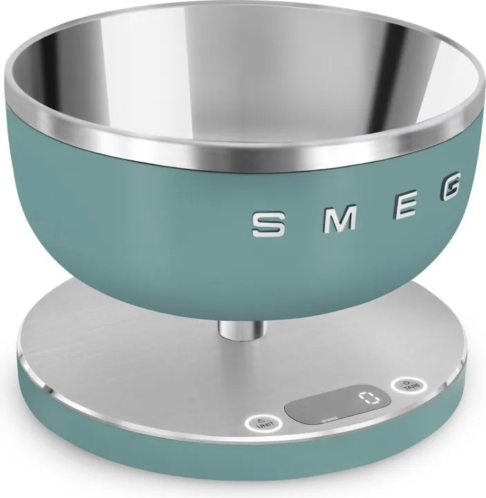 Cantar de bucatarie Smeg Collezione KSC01EGMWW, Pana la 5 kg/5 l, Functie TARA, Afisaj LED, Baza antiderapanta, Baterie incarcabila, Verde smarald