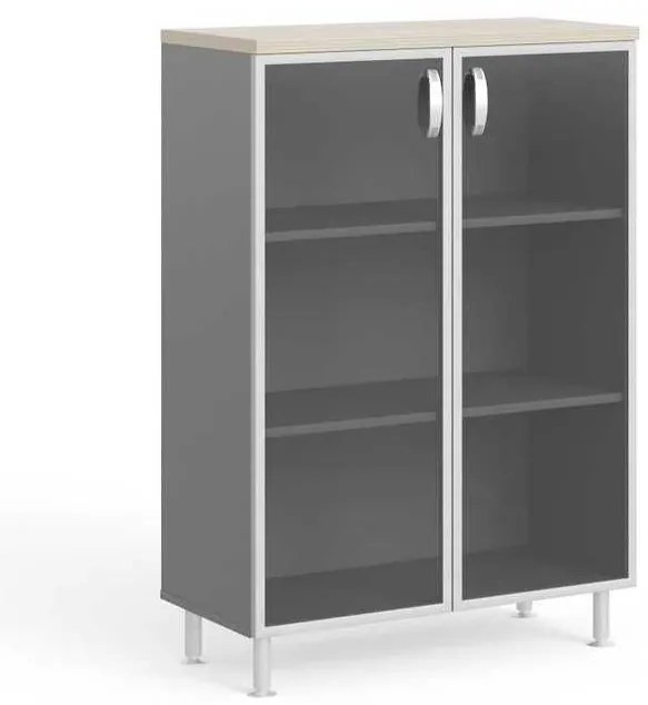 Dulap mediu Manager LUX 90 x 43 x 129,2 cm, salcâm deschis / gri