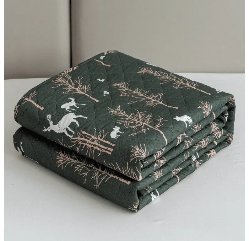 Cuvertura de pat OAK DEER, verde inchis Dimensiune: 220 x 240 cm