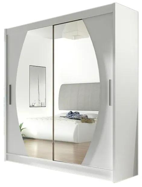 Expedo Dulap dormitor cu uşi glisante CARLA IV cu oglindă, 180x215x57, alb mat