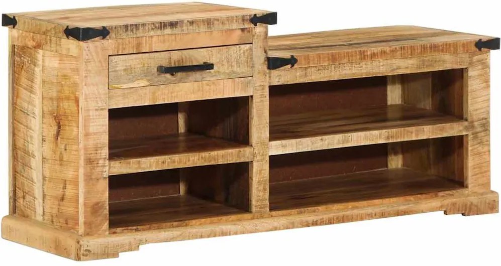 vidaXL bancă cu sertar cu depozitare Maro 110 x 35 x 50 cm Mango aspru