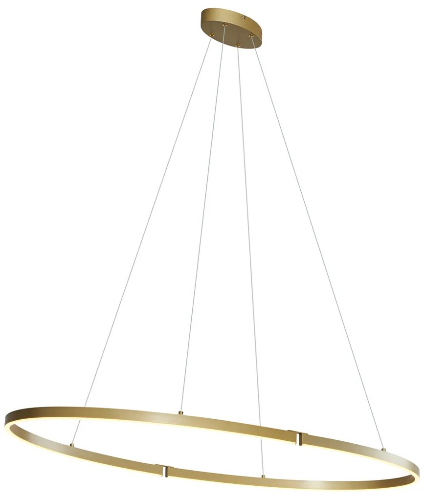 Lampă suspendată de design alamă 120cm inclusiv LED cu 3 trepte de intensitate luminoasă - Ovallo