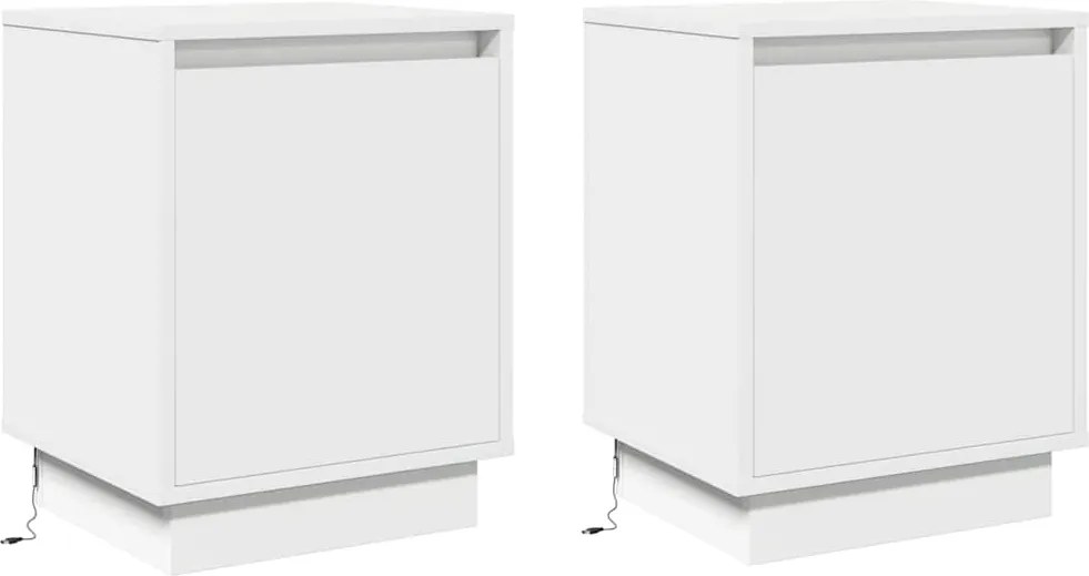 vidaXL Dulap de noapte 2 pcs Alb 39 x 34,5 x 50 cm Lemn compozit