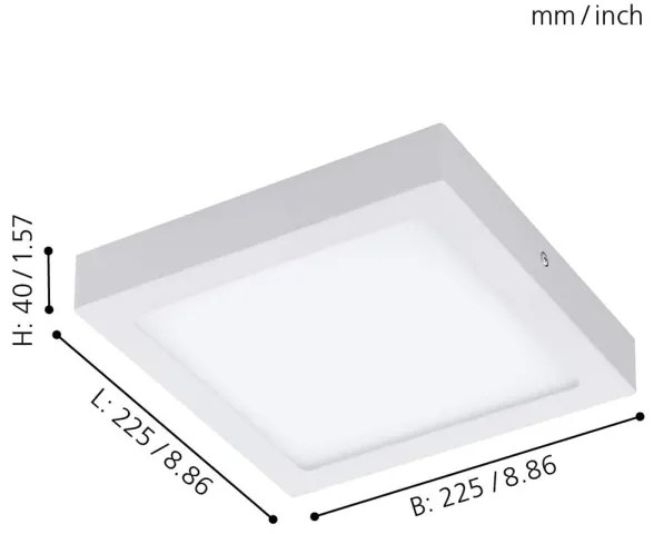 Eglo 33316 - Plafonieră LED RGBW dimabilă FUEVA-C LED/15,6W/230V 22,5x22,5cm alb