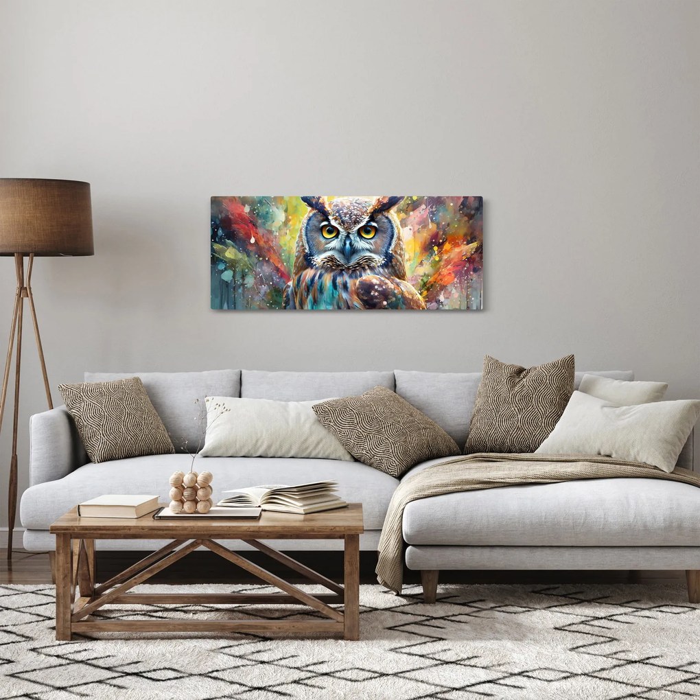 Tablou - Pictură de o bufniță (120x50 cm)
