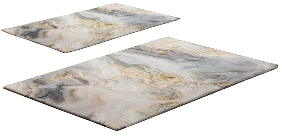 Covorașe de baie gri-bej 2 buc. 60x100 cm – Foutastic