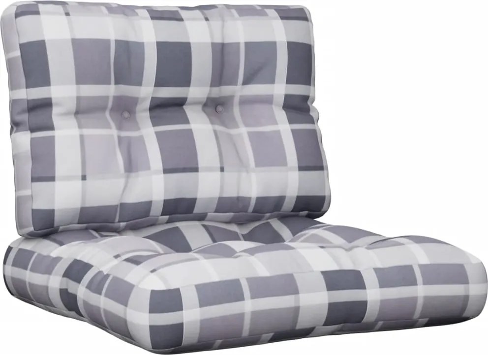 vidaXL Perne pentru paleți, 2 buc. gri, țesătură, model cu carouri