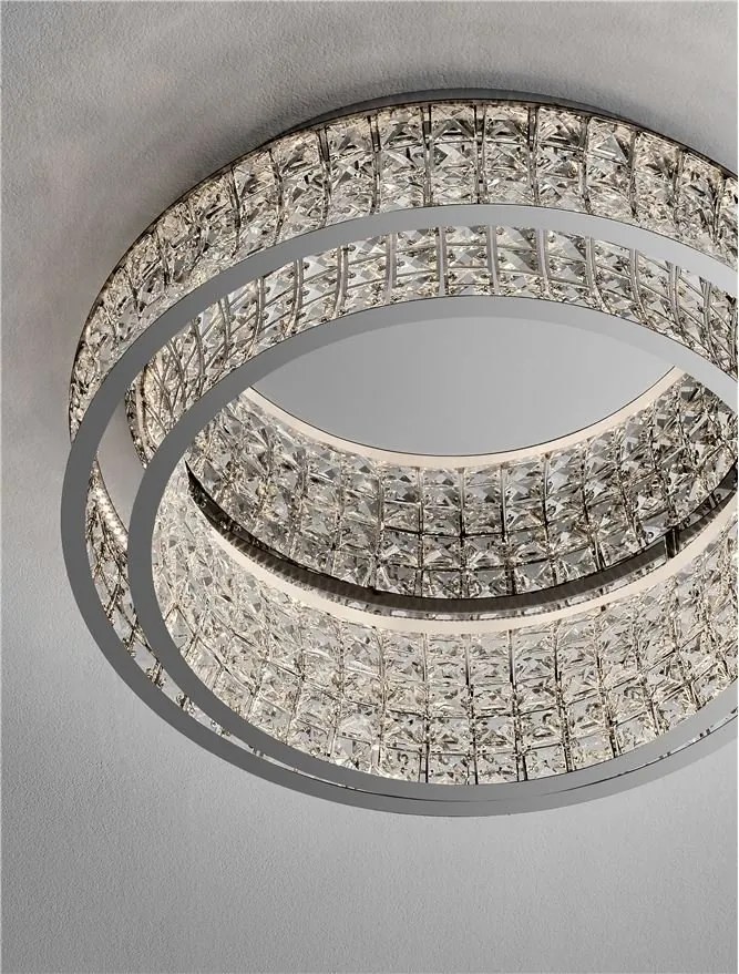 Lustra aplicata LED crom, cristale sticla CELYSIA 60cm