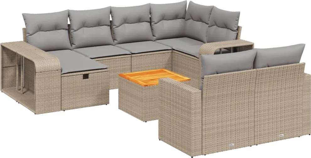 vidaXL Set canapele de grădină cu perne, 11 piese, bej, poliratan