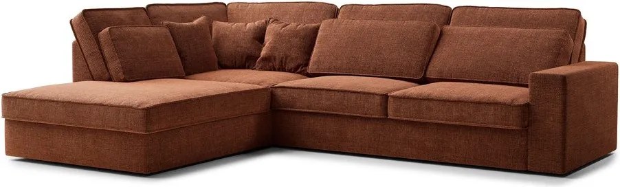 Colțar arămiu cu tapițerie din chenille (cu colț pe partea stângă/în formă de ”L”) Kirou – Maison de Rêve