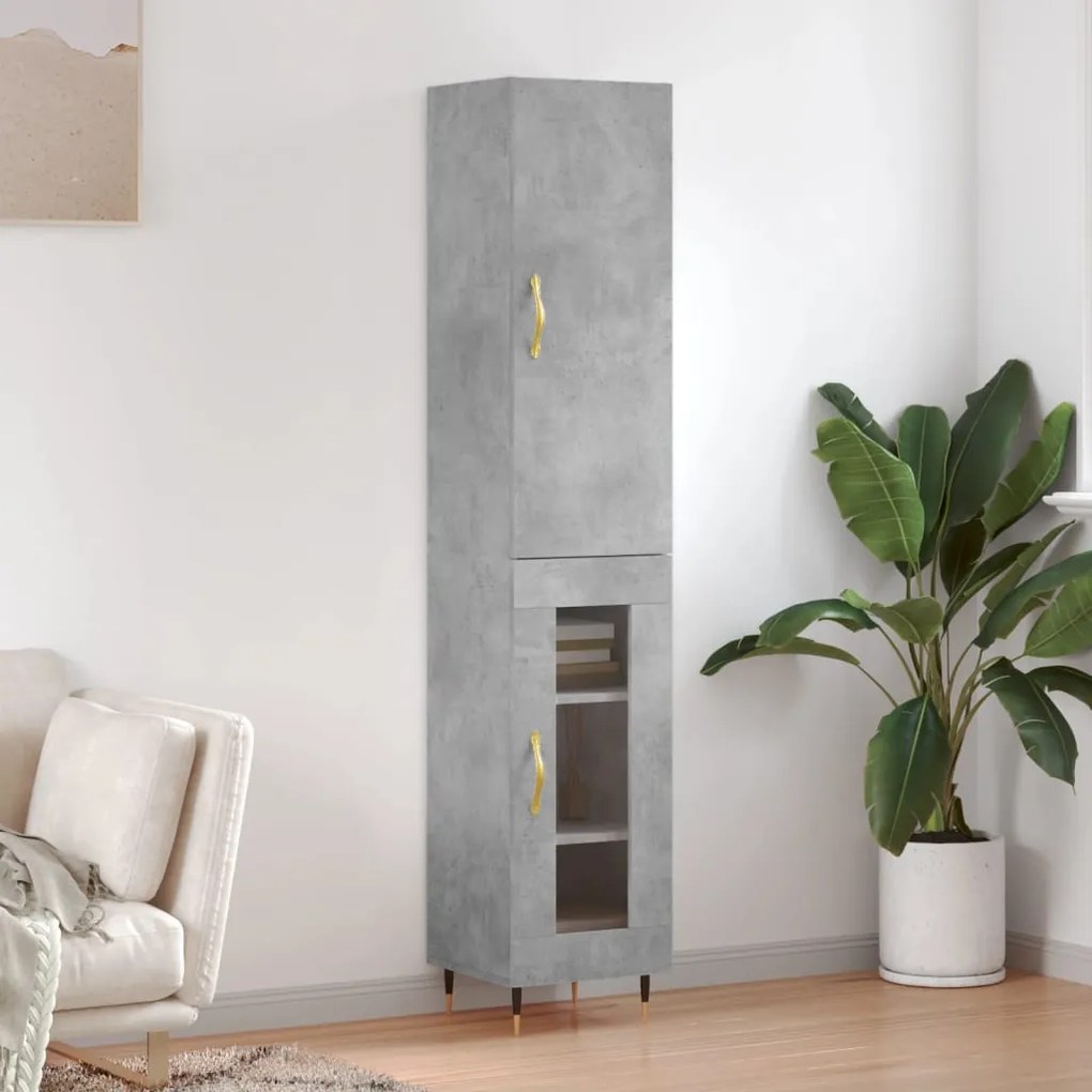 vidaXL Dulap înalt, gri beton, 34,5x34x180 cm, lemn prelucrat