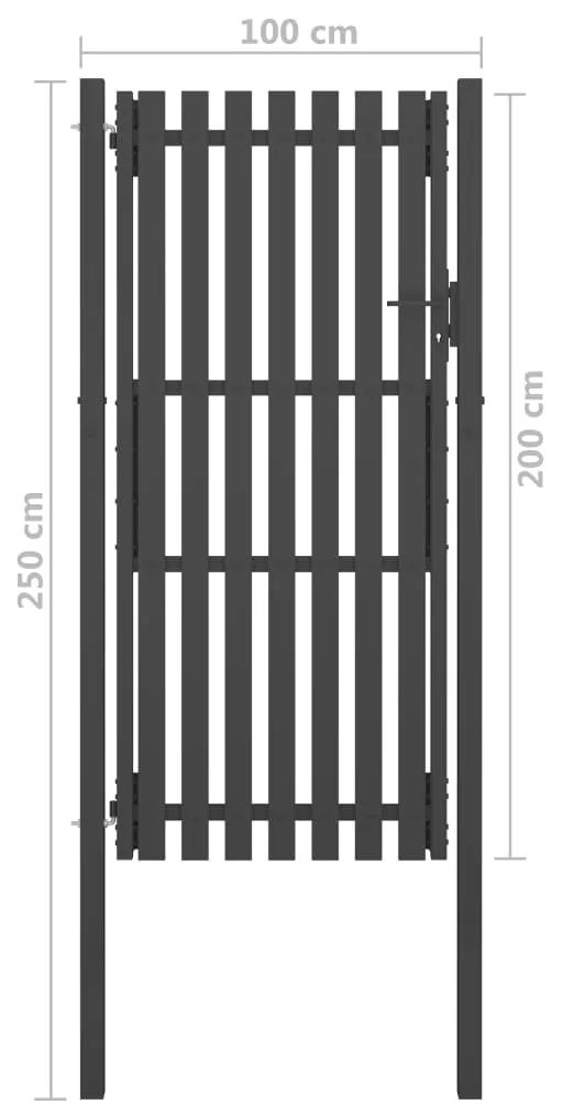 Poarta de gard gradina, antracit, 1 x 2,5 m, otel 1 x 2.5 m