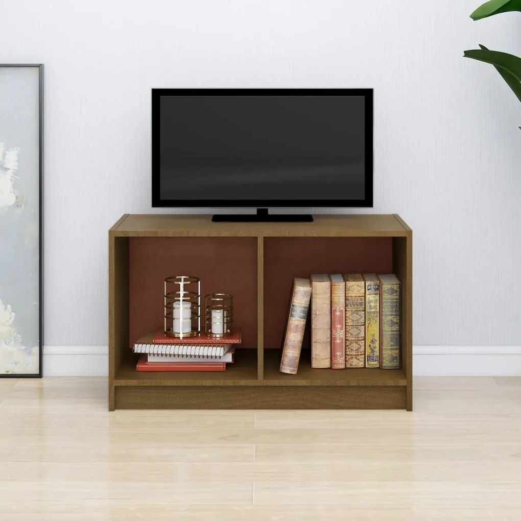 vidaXL Comodă TV, maro miere, 70x33x42 cm, lemn masiv de pin