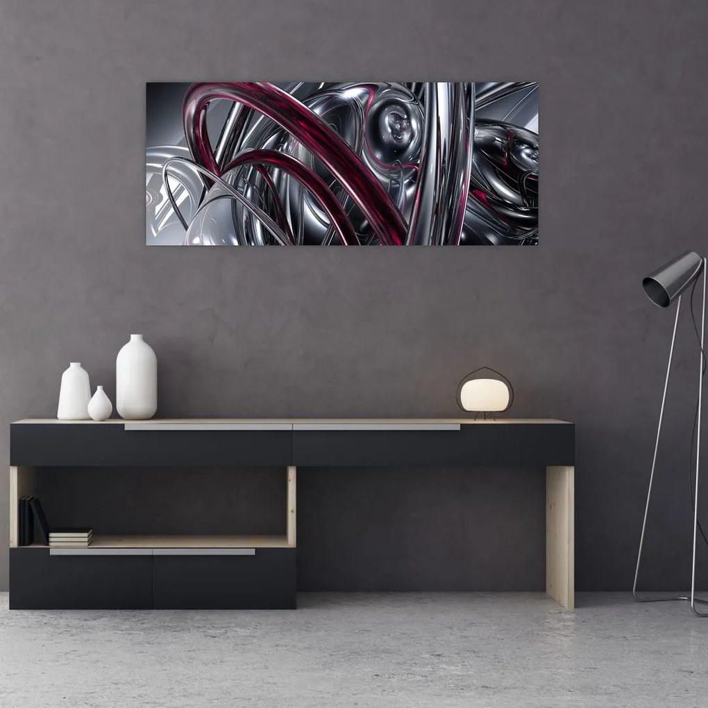 Tablou cu abstracție gri (120x50 cm), în 40 de alte dimensiuni noi