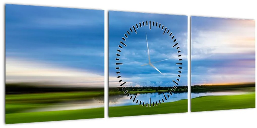 Tablou cu lunca (cu ceas) (90x30 cm)