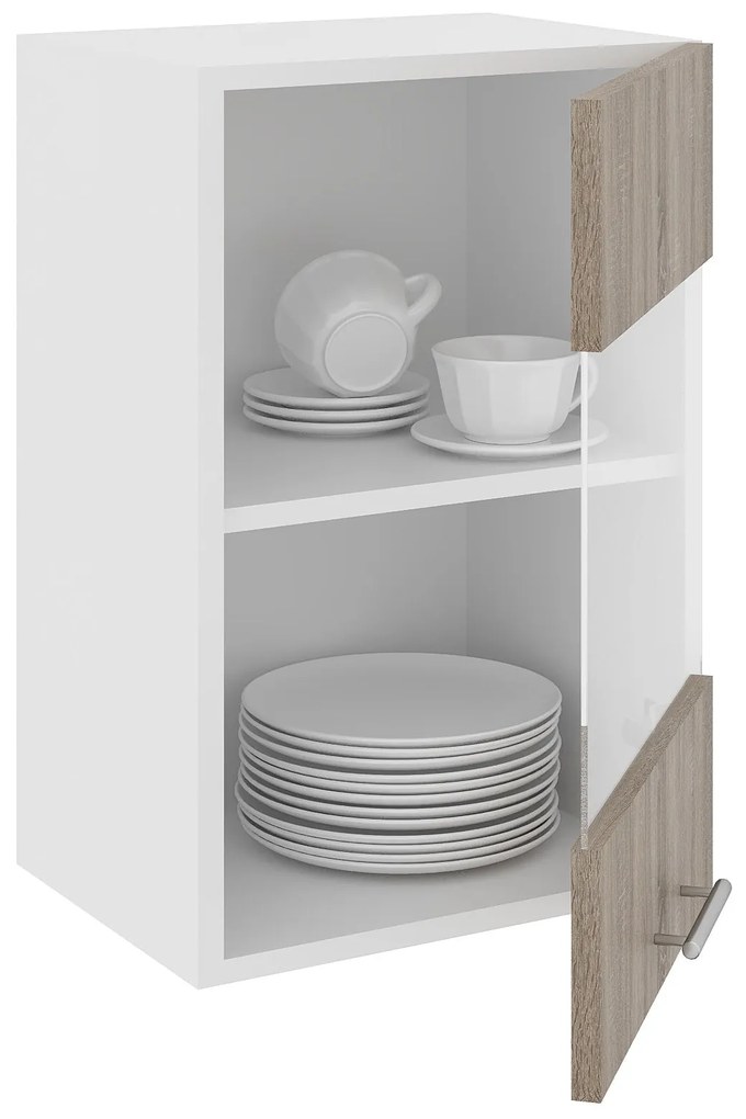 Corp Superior Karo, O Usa, cu sticla, Stejar Sonoma Inchis/Alb, 40 x 30 x 60 cm