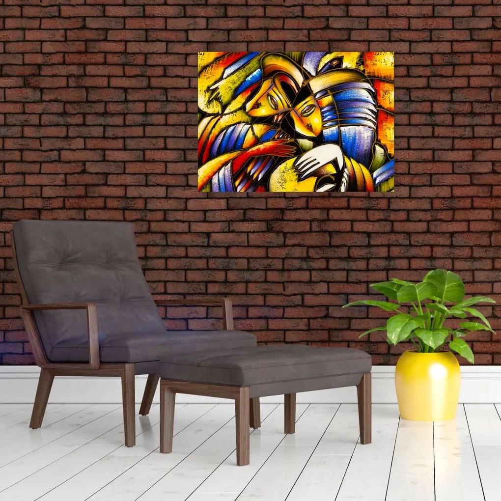 Tablou - Pictură în ulei, îndrăgostiții (70x50 cm)