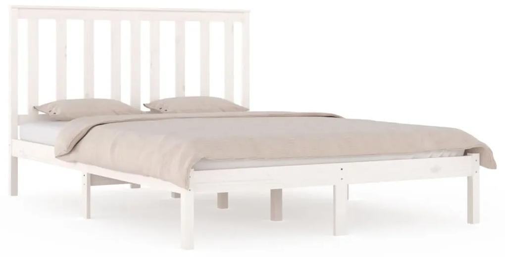 3103854 vidaXL Cadru de pat, alb, 160x200 cm, lemn masiv de pin