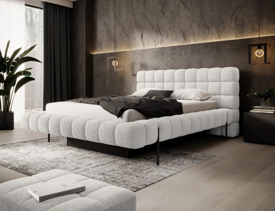 Pat tapitat, cu cadru metalic, spatiu pentru depozitare, cu mecanism de ridicare cu gaz, 140x200 cm, Magentta, Eltap (Culoare: Gri / Jaffray 03)