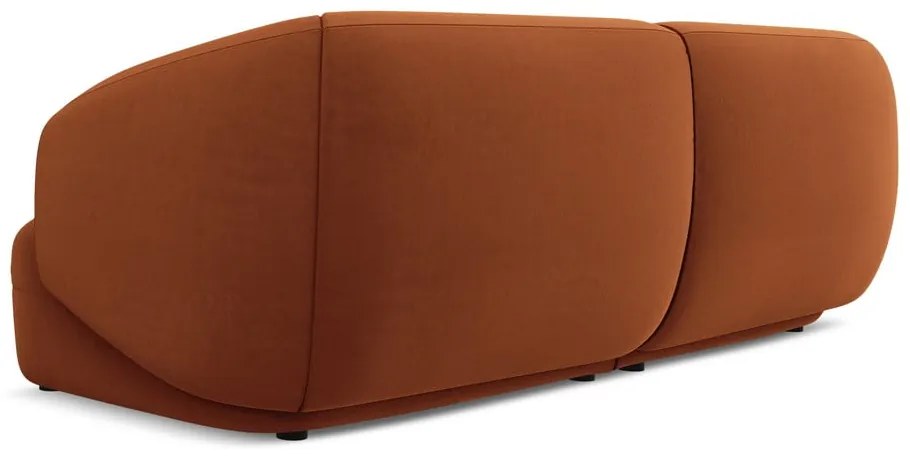 Canapea portocalie cu tapițerie din catifea 232 cm Moana – Makamii