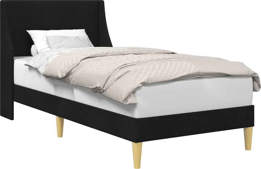 vidaXL Cadru de pat cu headboard Negru 90 x 200 cm țesătură